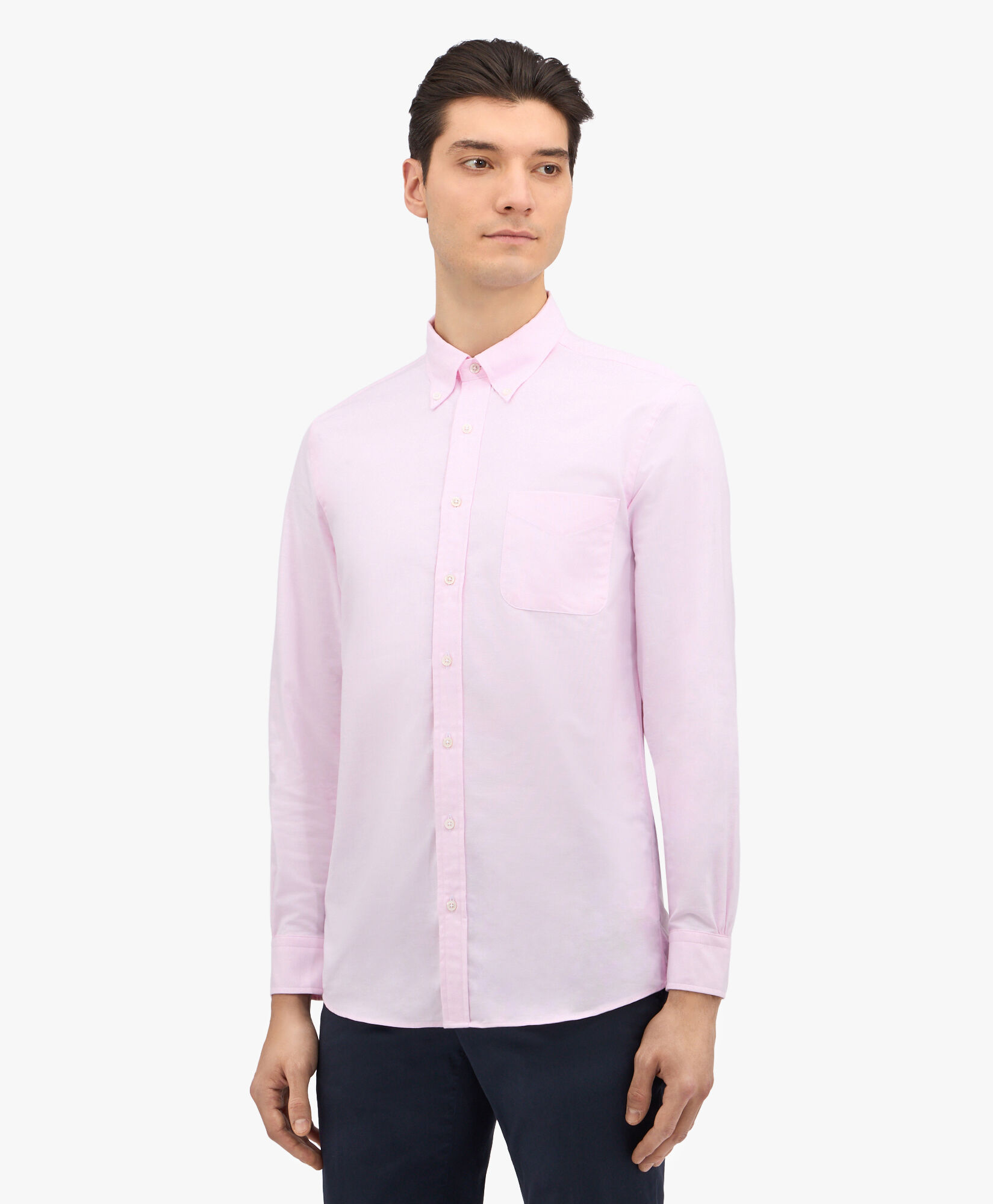 Brooks Brothers Chemise coupe slim en coton oxford rose non-iron avec col Button-Down Rose clair 1000095144US100199543