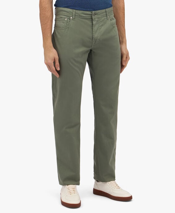 Brooks Brothers Pantalón de cinco bolsillos militar de algodón elástico Militar CPFPK021COBSP002MILIP001