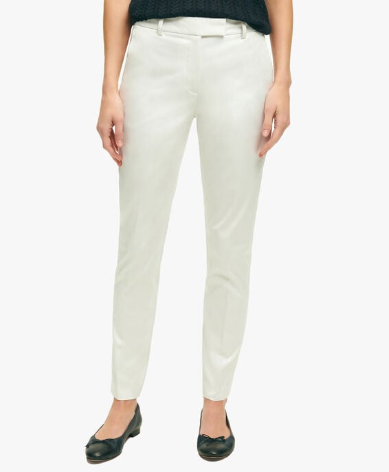 Brooks Brothers Pantalon blanc en satin de coton Blanc 1000098192US100207023