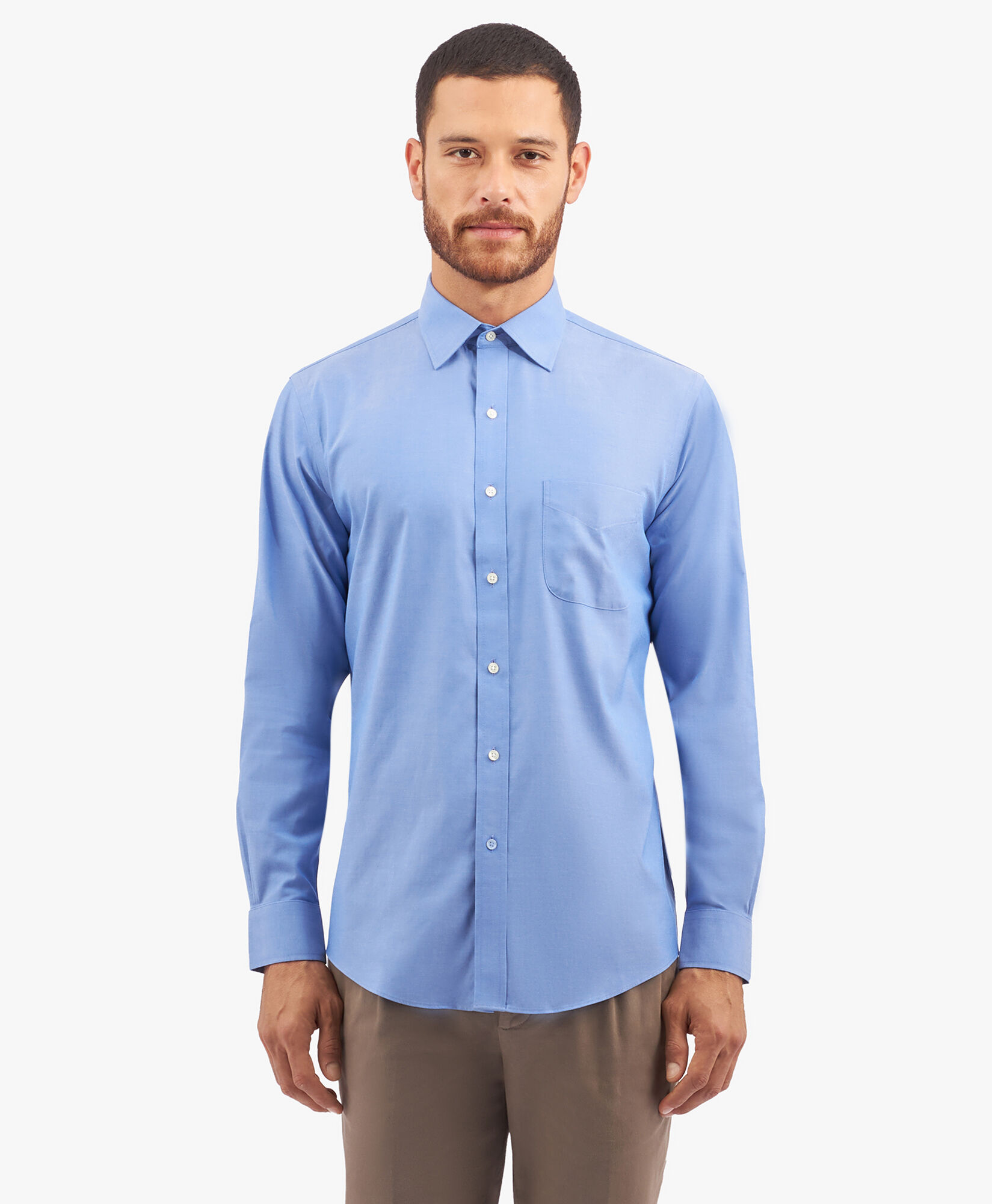 Brooks Brothers Regular Fit Non-Iron Supima Oxford Pinpoint Shirt with Ainsley Collar Blue 1000095080US100199366