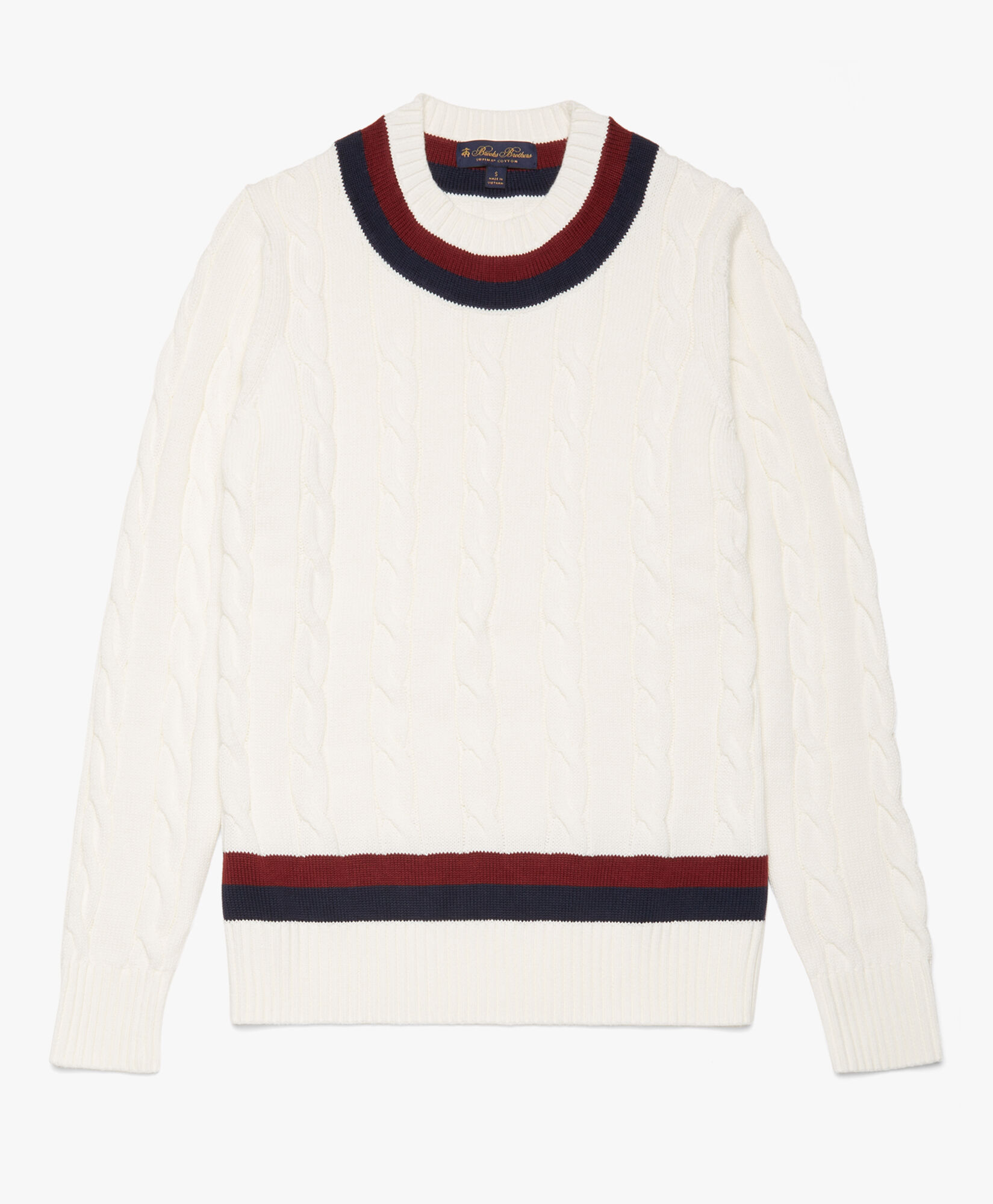 SupimaCottonCableTennisSweater in White for Men Brooks Brothers EU