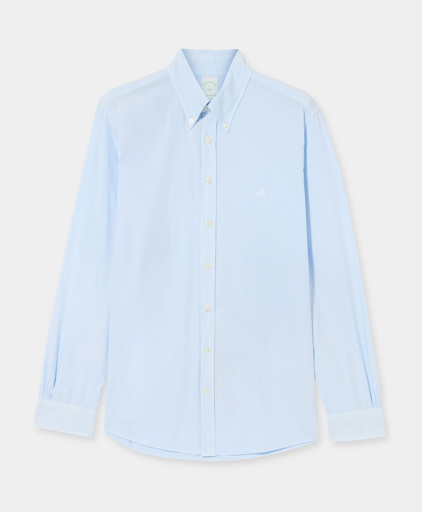 Brooks Brothers Chemise Slim Fit en Coton Teintée à la Garment avec Col Button Down Ciel CSHBD012COPCO001SKYP0001