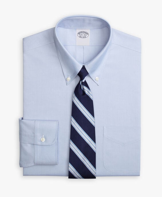 Brooks Brothers Camisa de vestir azul claro de corte clásico non-iron en algodón Supima elástico con cuello button down Azul claro 1000095083US100199379