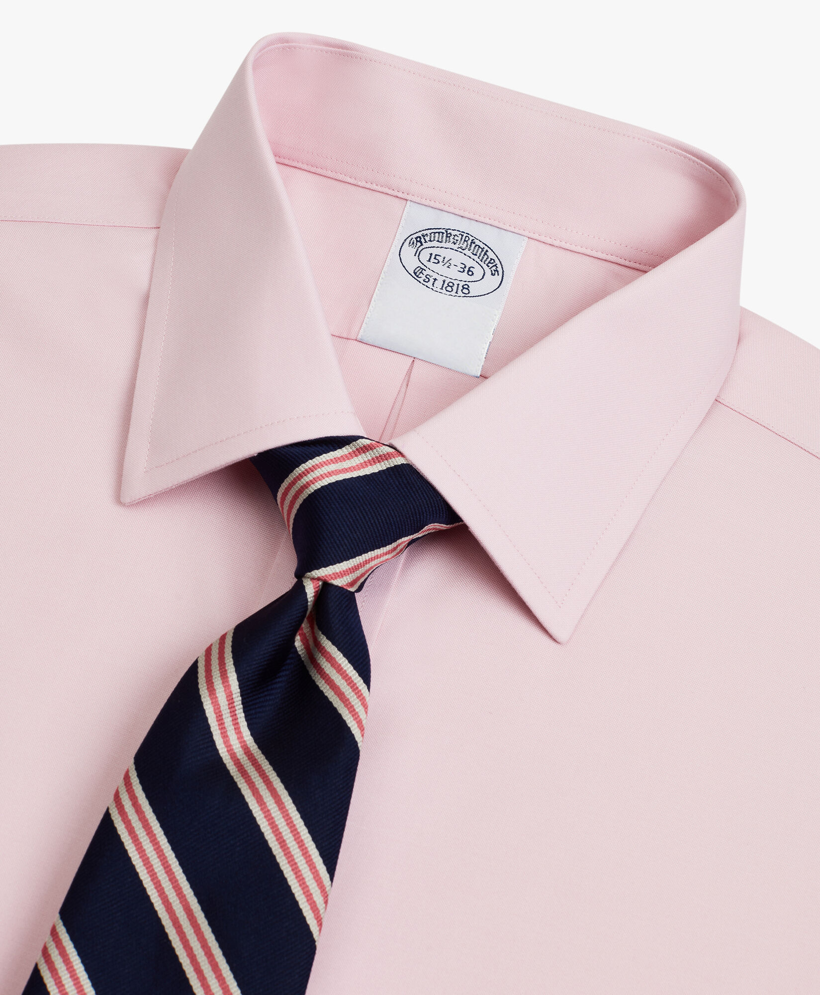 Brooks Brothers Regular Fit Non-Iron Stretch Cotton Shirt with Ainsley Collar Pink 1000095080US100199367