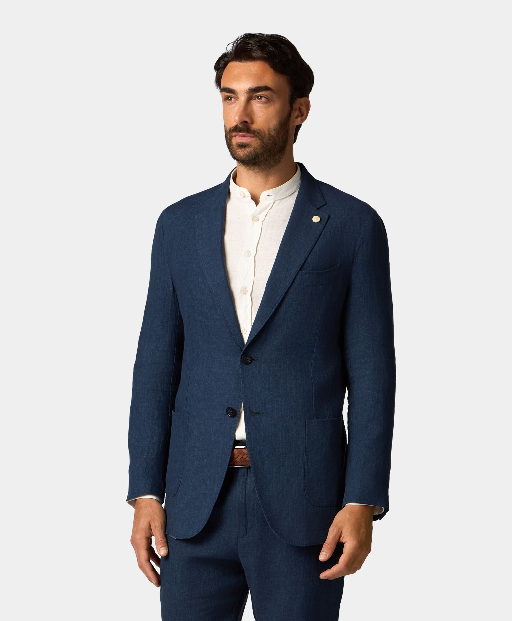 Brooks Brothers Linen Single-Breasted Blazer Dark Navy JKREG070LIPLI001NAVYP003