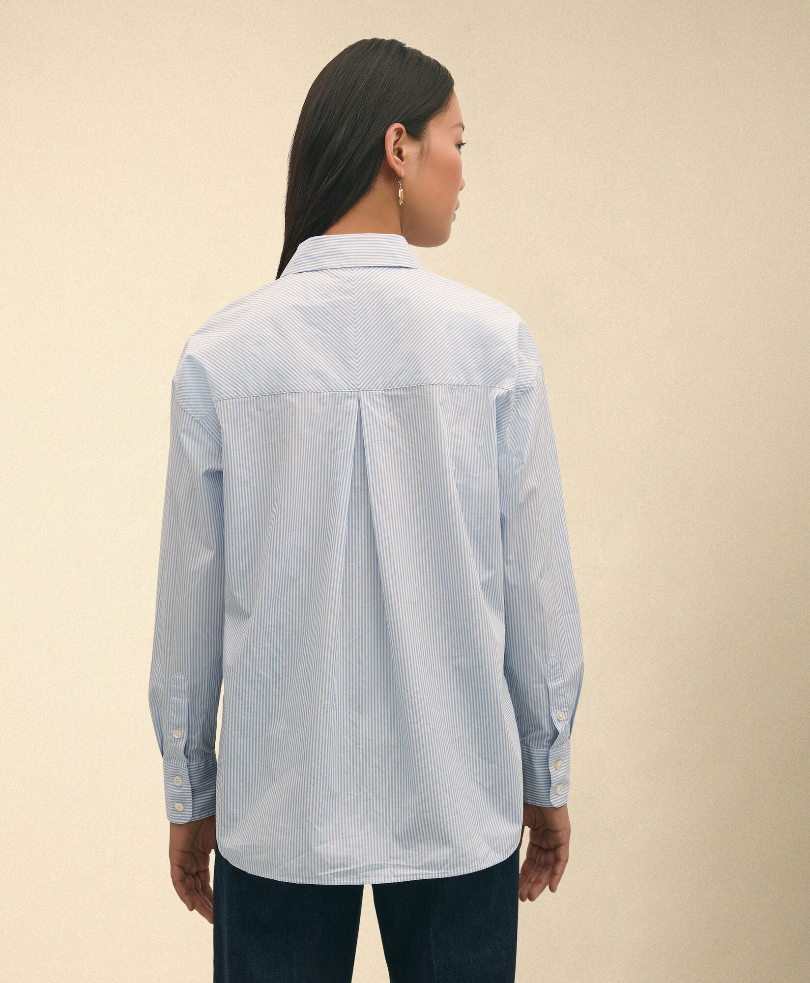 Brooks Brothers Oversized Cotton Poplin Blouse Blue 1000104811US100221489