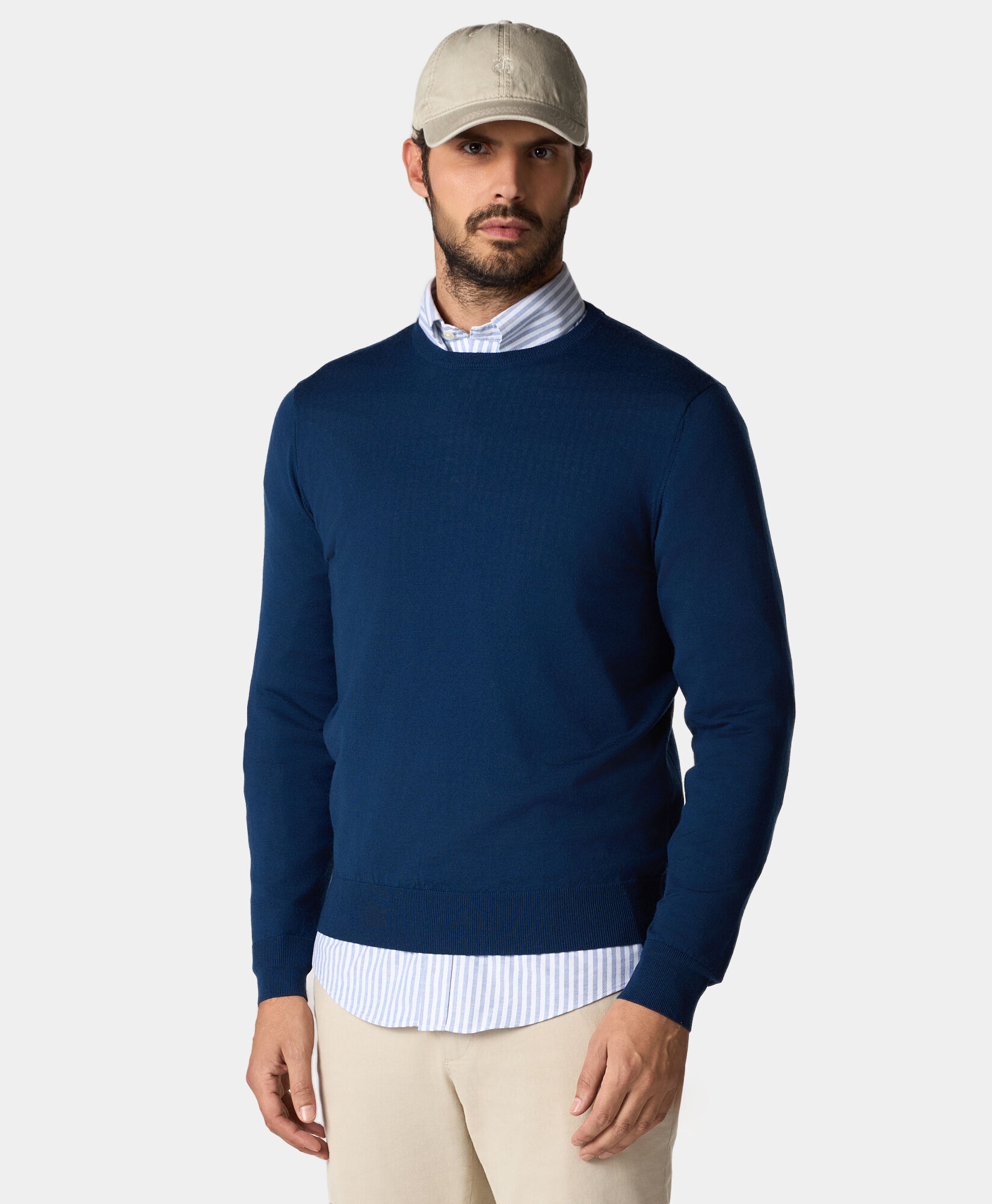 Brooks Brothers Merino Wool Crewneck Sweater Bluette KNCRN035WOPWO006BLUTP001
