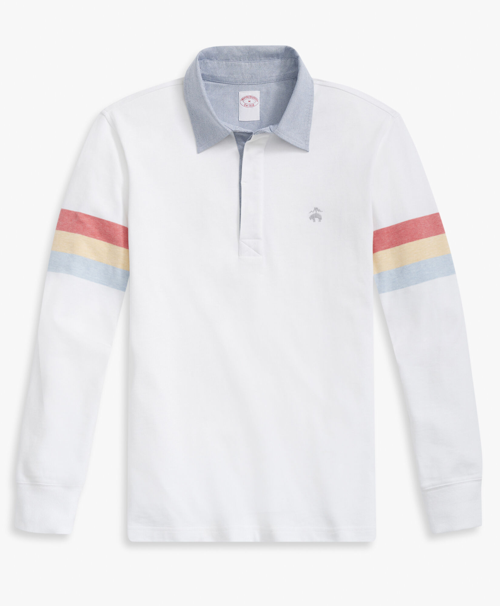 White Long Sleeve Striped Sueded Jersey Cotton Polo in White for Men Brooks Brothers UK