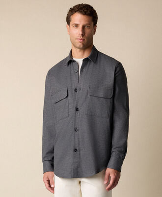 Brooks Brothers Cotton Flannel Overshirt with Flap Pockets Dark Grey CSHAV003COPCO001DKGRP001