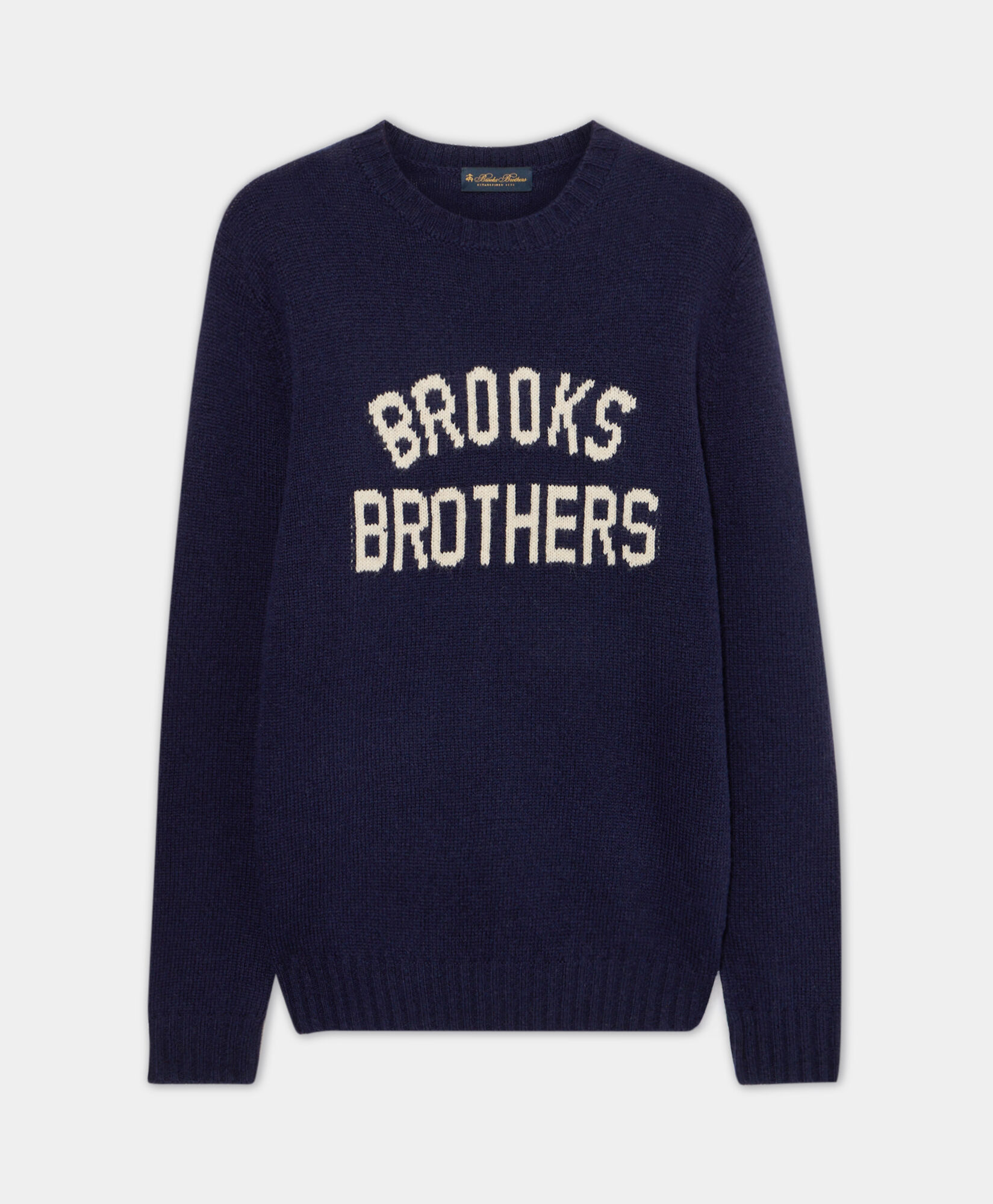 Brooks Brothers Shetland Wool Logo Crewneck Navy KNCRN066WOPWO005NAVYP001