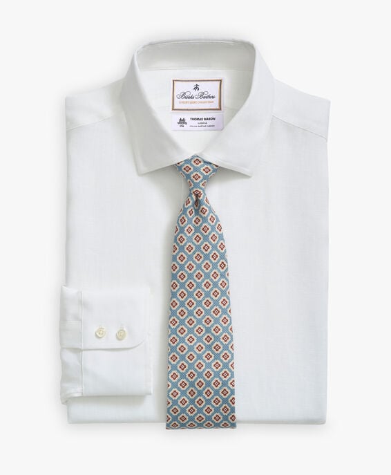 Brooks Brothers White Slim Fit Brooks Brothers X Thomas Mason Linen Dress Shirt with English Spread Collar White 1000097751US100205856