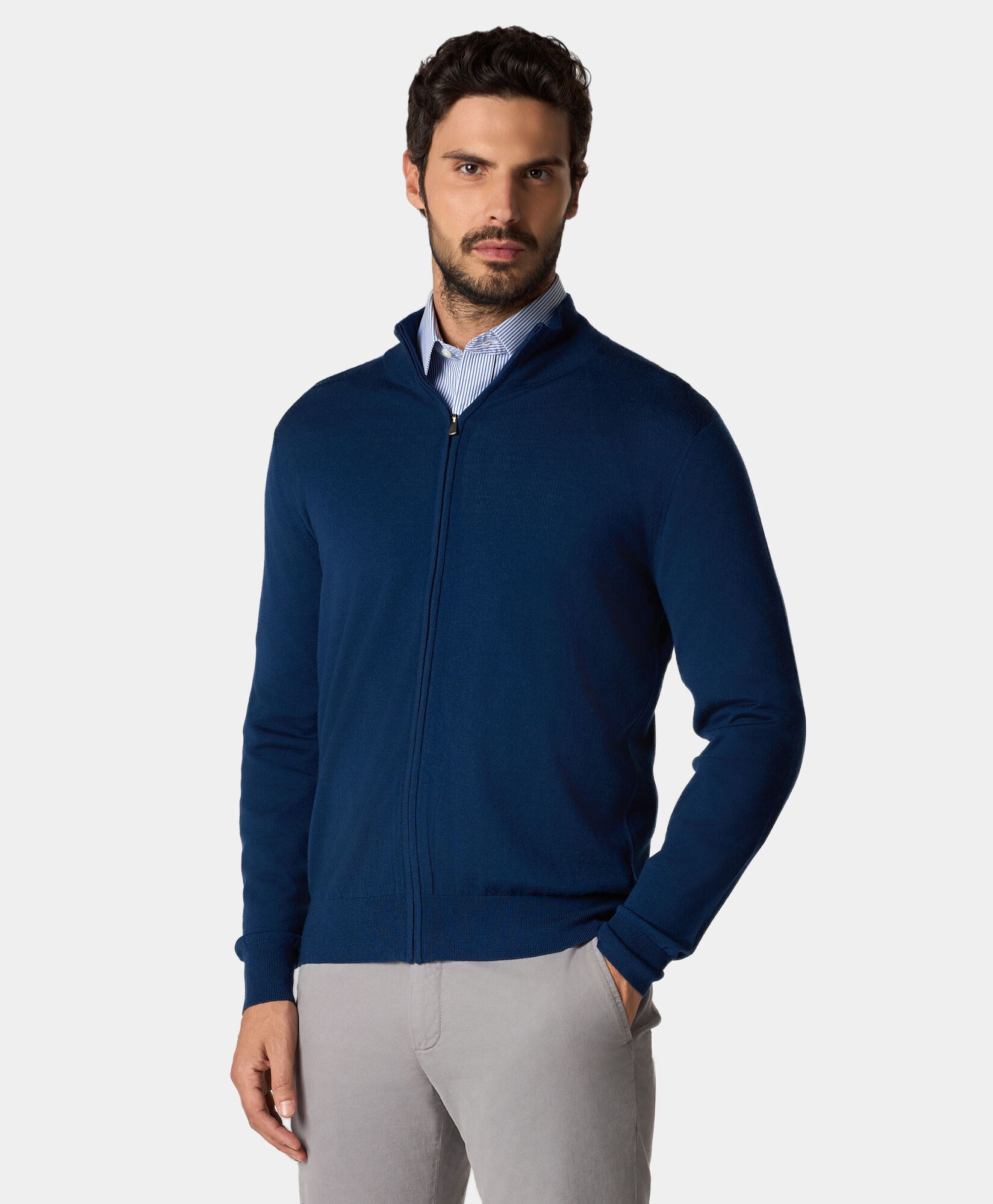 Mens merino wool full zip sweater cheap