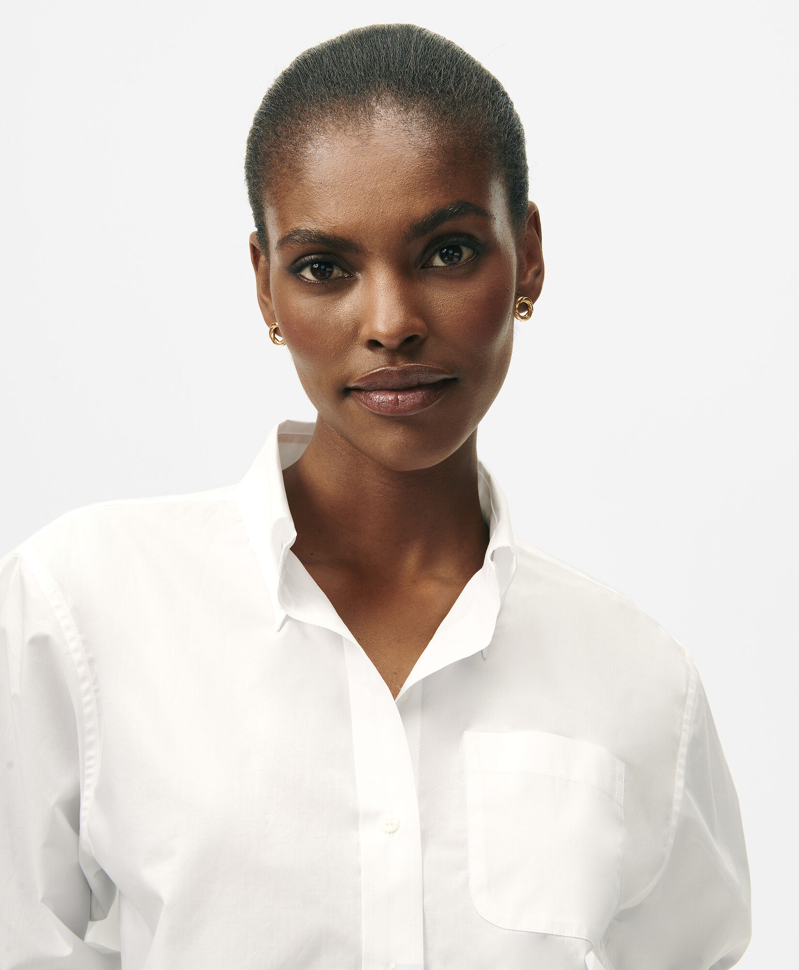 Brooks Brothers Cropped Cotton Poplin Shirt White 1000103011US100218588