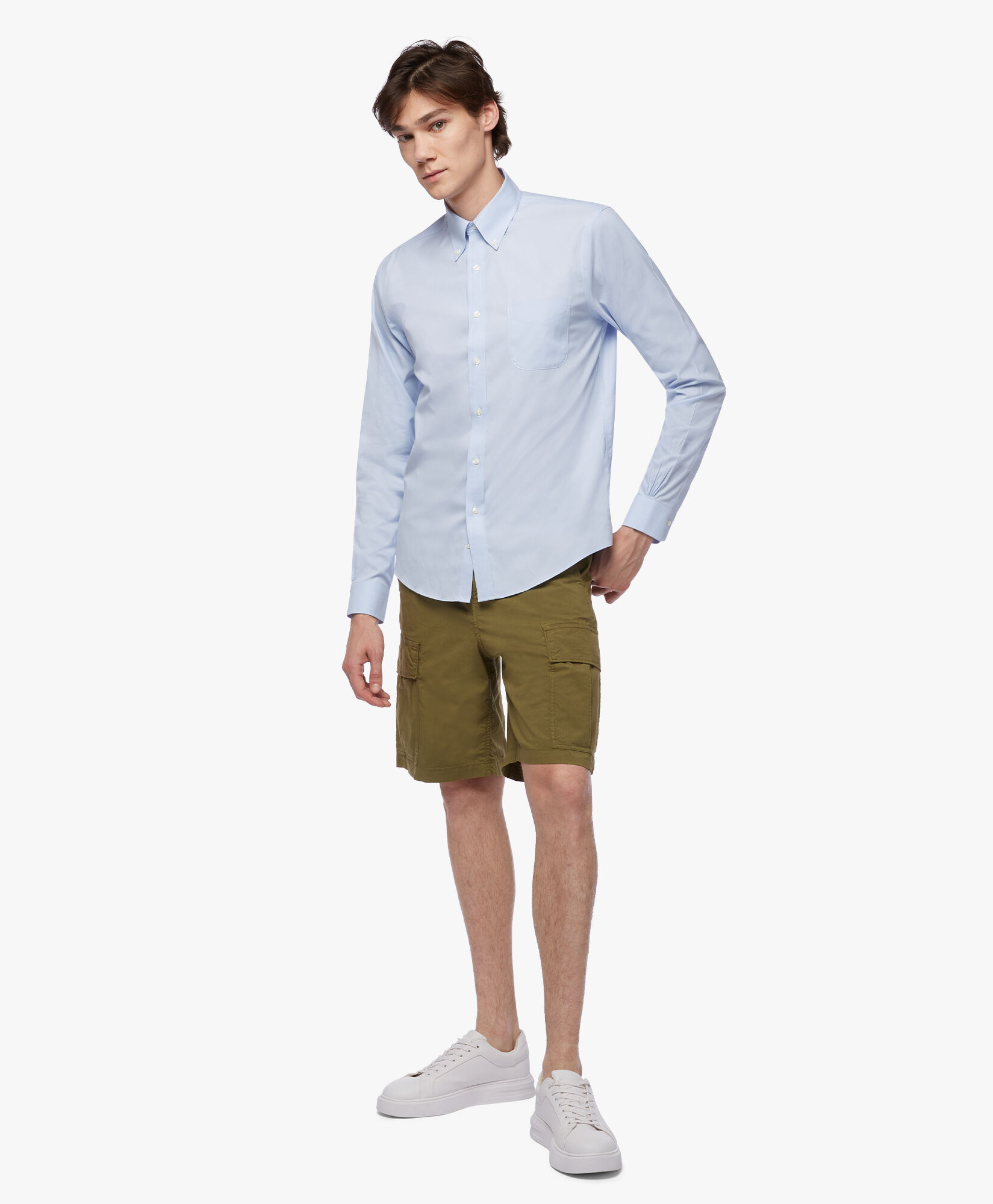 Brooks Brothers Regular Fit Non-Iron Supima Oxford Pinpoint Shirt with Button Down Collar Light Blue 1000095081US100199369