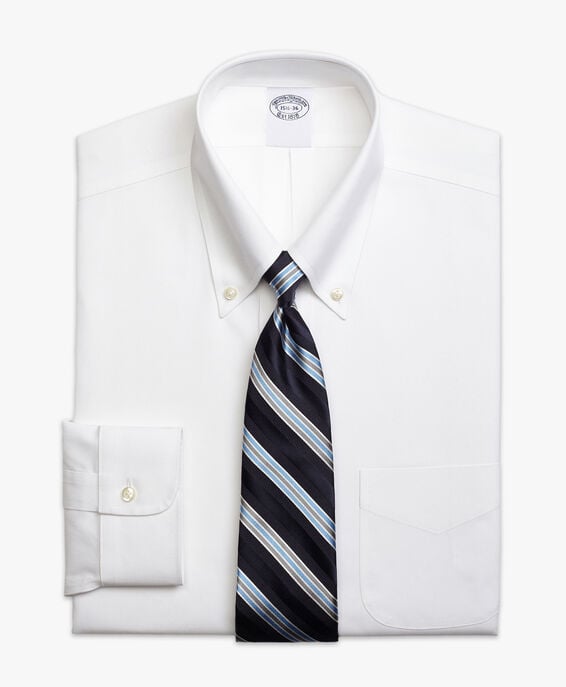 Brooks Brothers Weißes Regular-Fit Non-Iron Pinpoint-Anzughemd mit Button-Down-Kragen Weiß 1000095081US100199370
