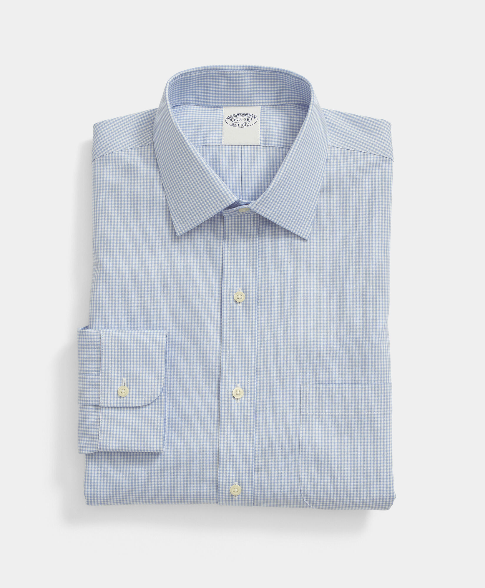 Brooks Brothers Slim Fit Non-Iron Oxford Pinpoint Shirt with Ainsley Collar Blue 1000095194US100199642