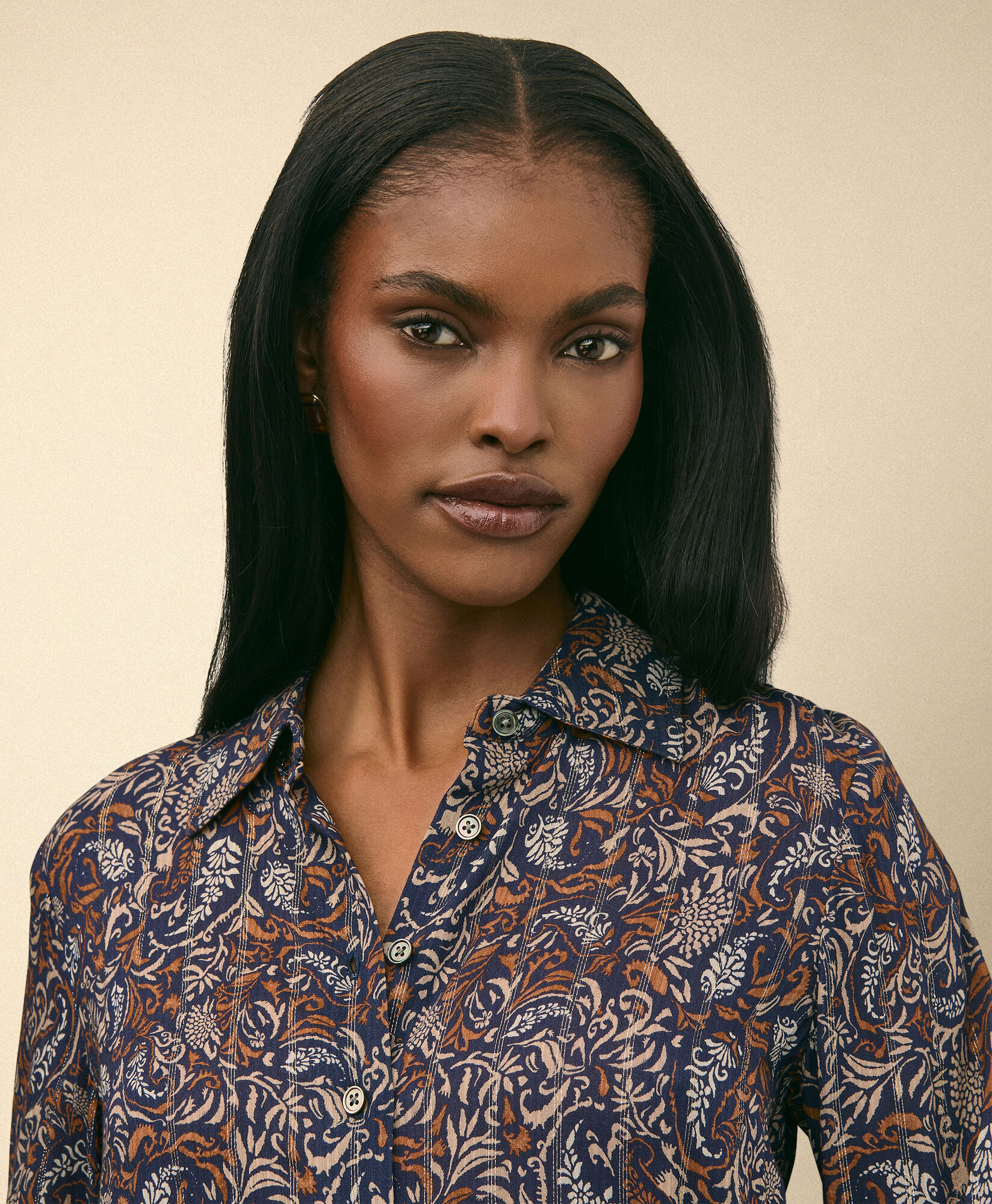 Brooks Brothers Paisley Dropped Shoulder Blouse Blue 1000104894US100222363