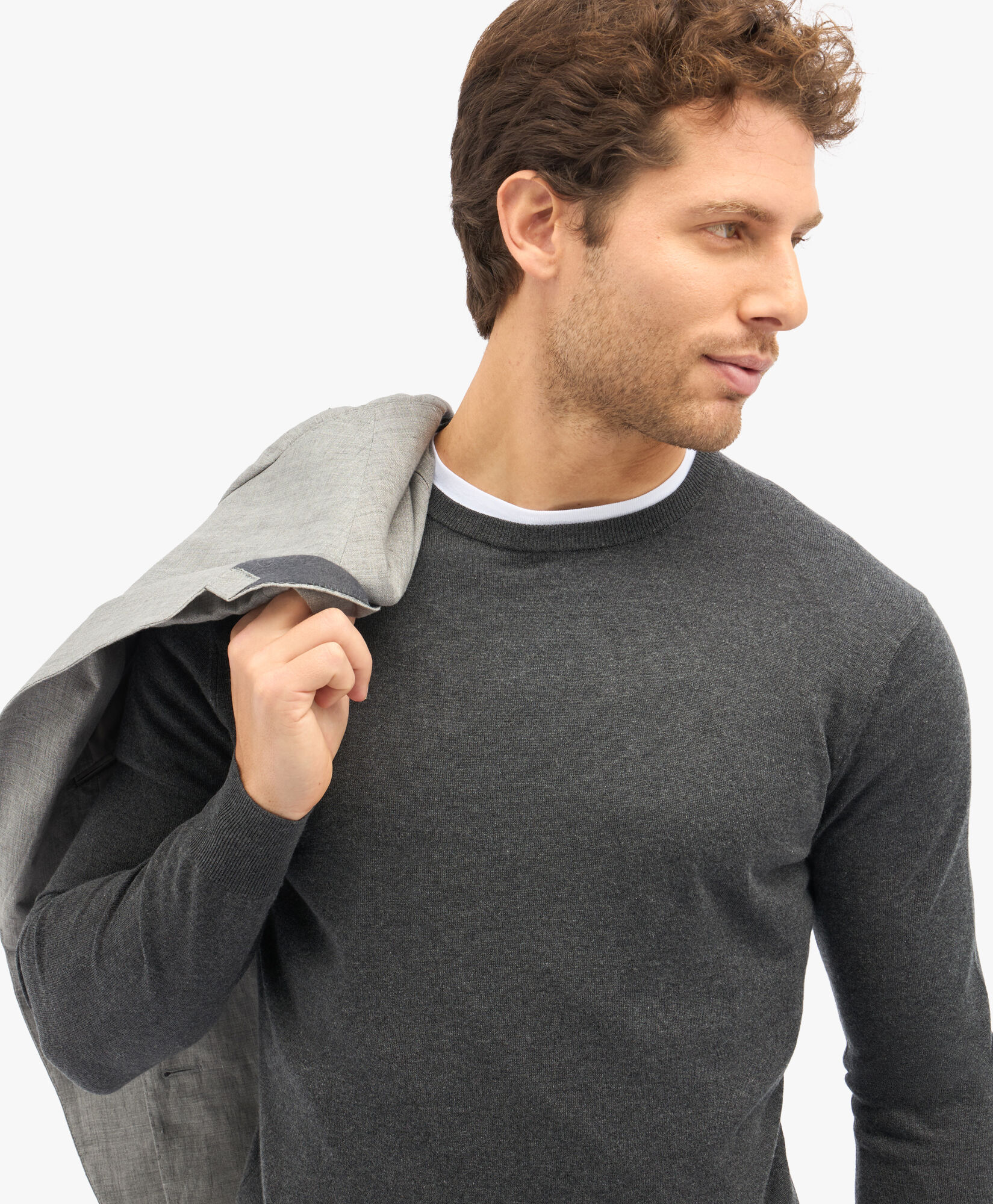 Dark Grey Silk Cashmere Blend Crew Neck Sweater in Dark Grey for Men Brooks Brothers UK
