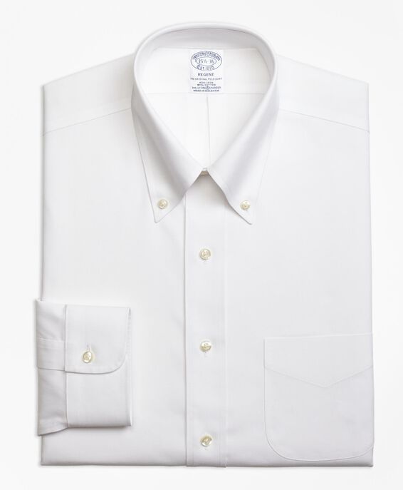 Brooks Brothers Camicia elegante Regent regular fit in pinpoint stretch non-iron, colletto button-down Bianco 1000035725US100080757