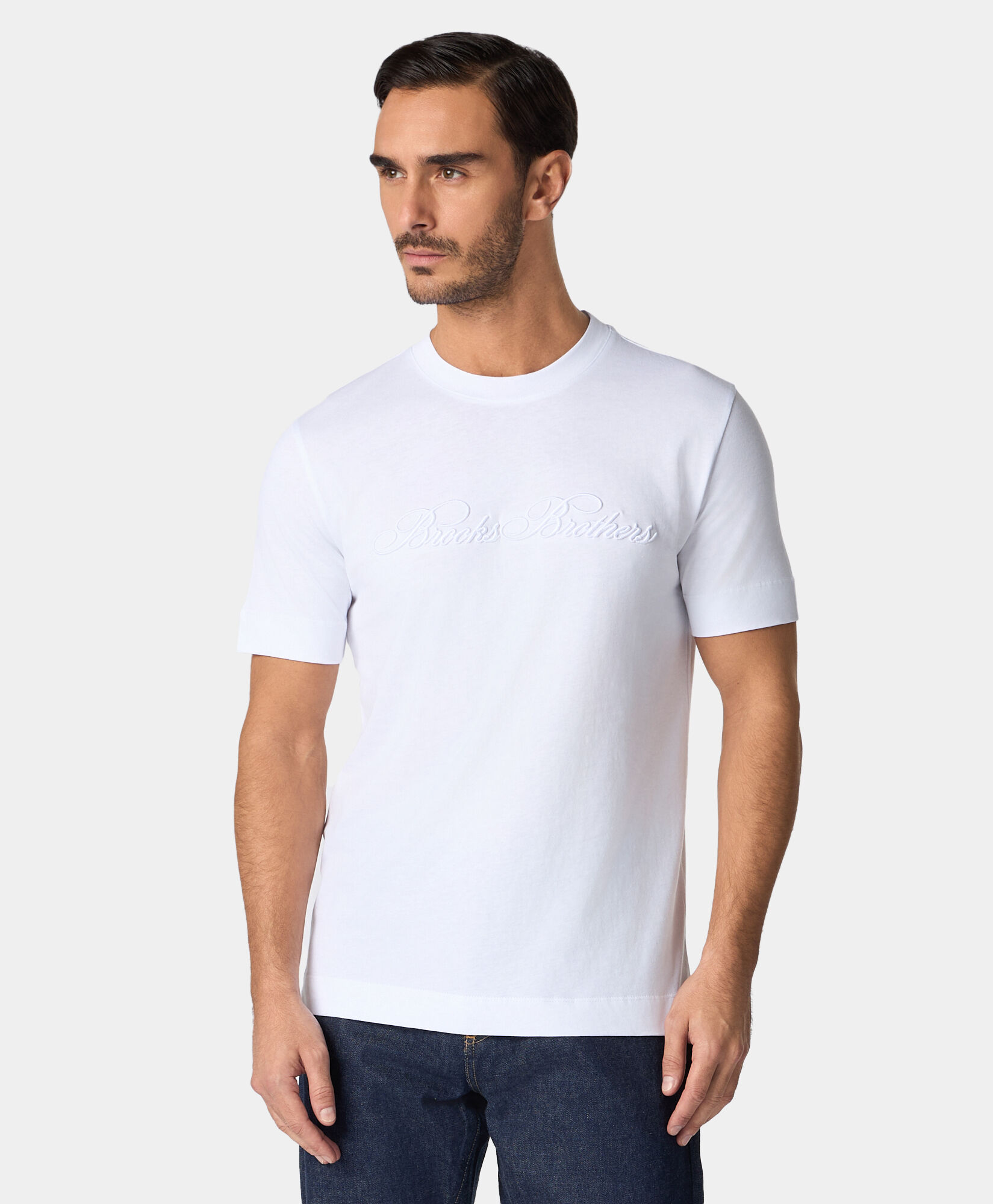Brooks Brothers Logo cotton T-shirt White KNTSH004COPCO001WHITP001