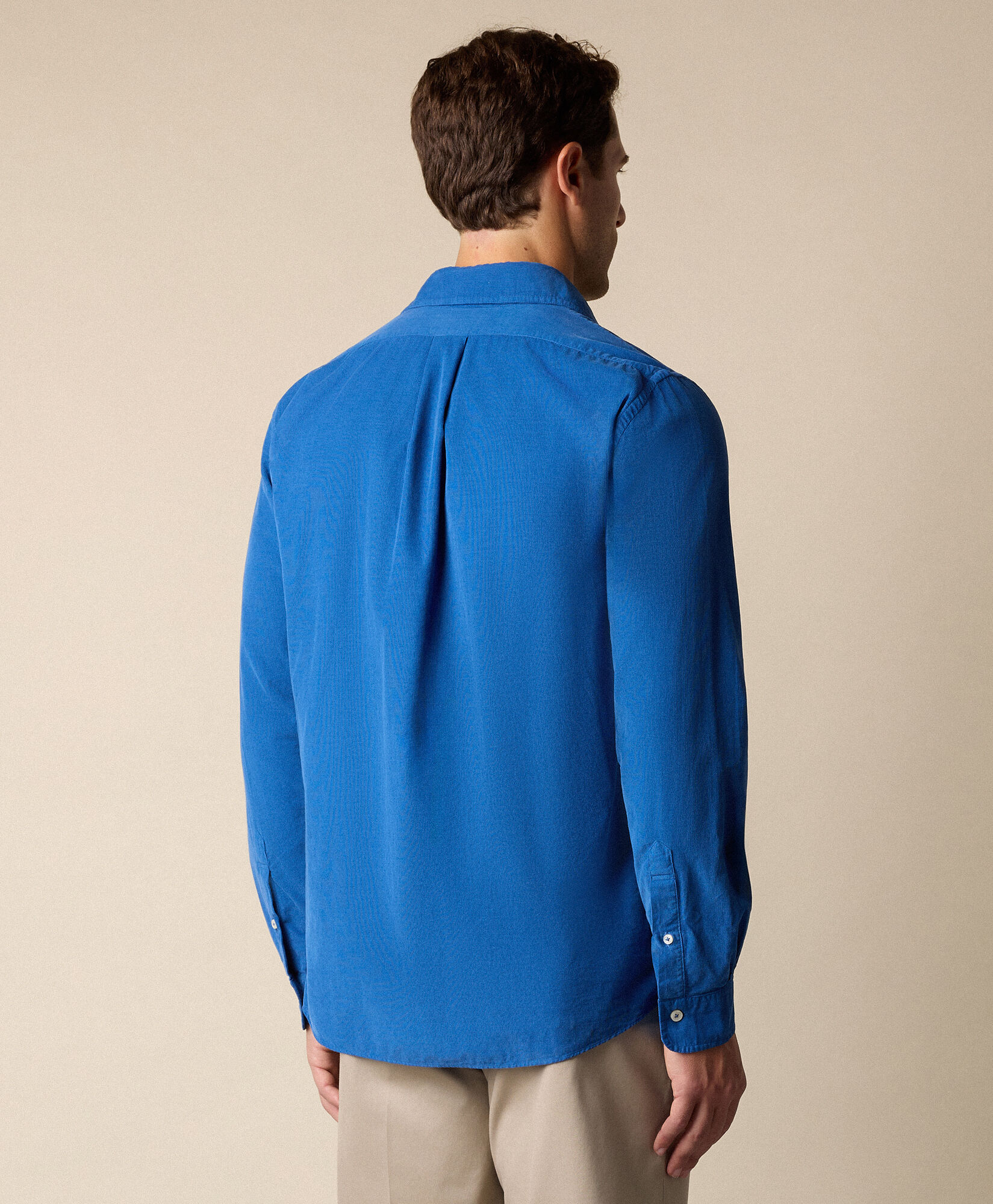 Brooks Brothers Slim Fit Cotton Corduroy Shirt with Spread Collar Blue CSHSP012COPCO001BLUEP001