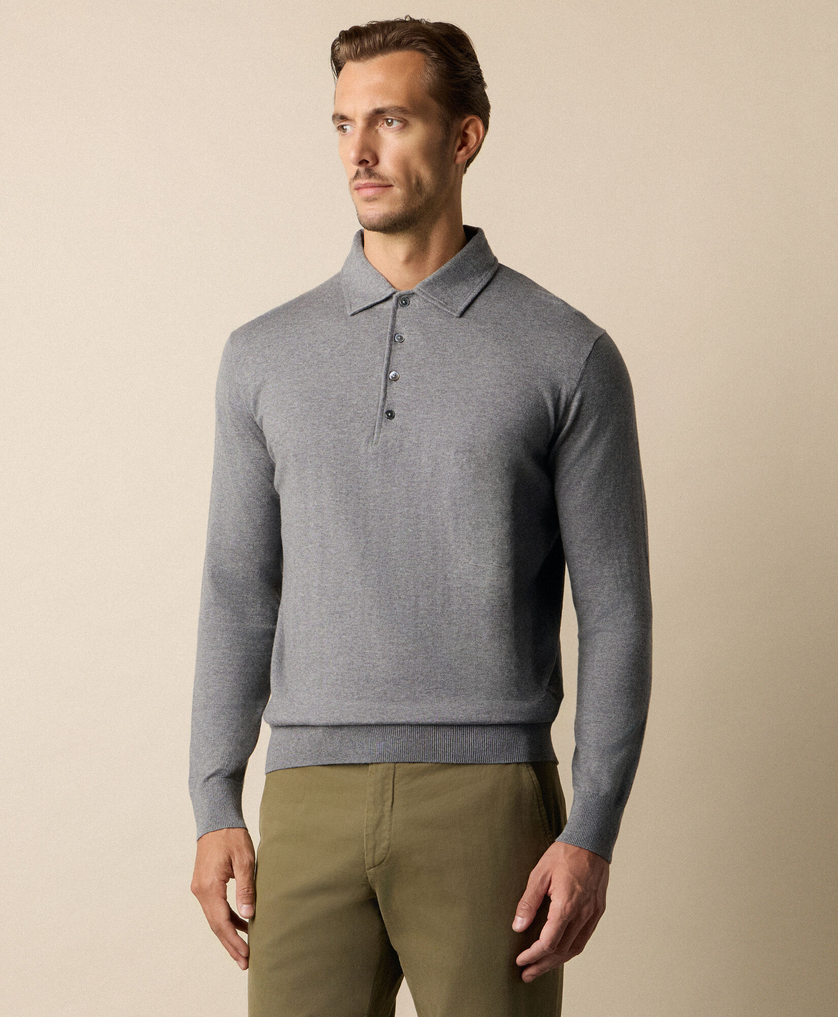 Brooks Brothers Cotton-Cashmere Polo Grey KNPOL026COBWS002MDGRP001