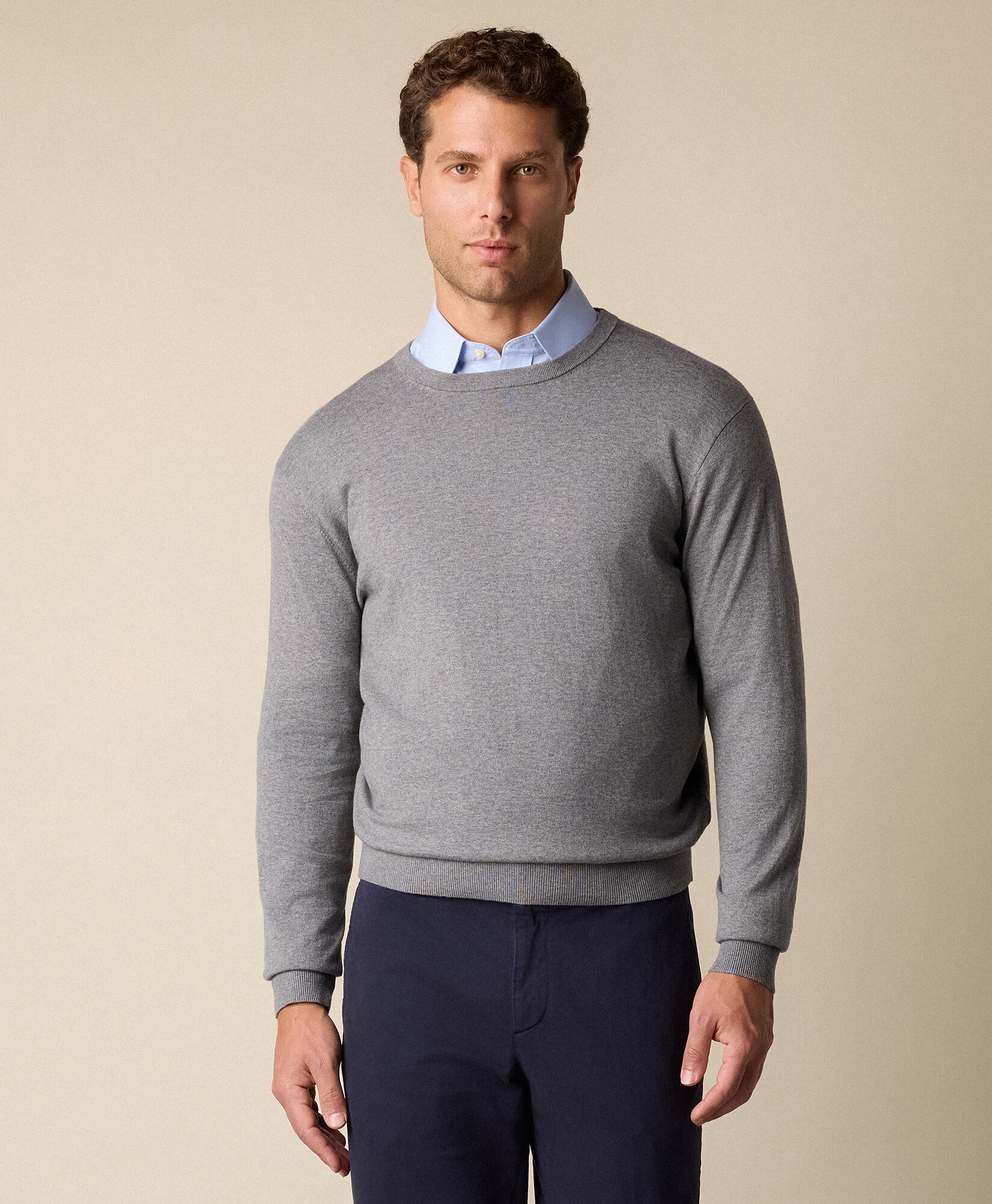 Brooks Brothers Cotton-Cashmere Crewneck Grey KNCRN079COBWS002MDGRP001