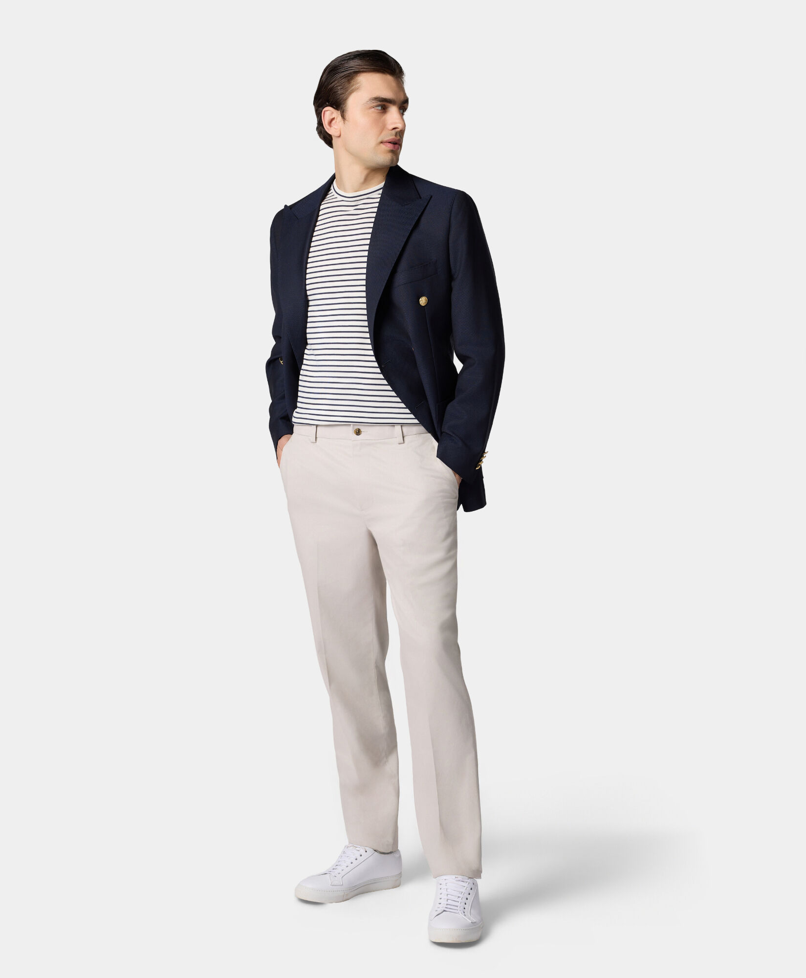 Brooks Brothers Striped Cotton-Silk-Linen Crewneck White KNCRN044COBSE001WHITF001