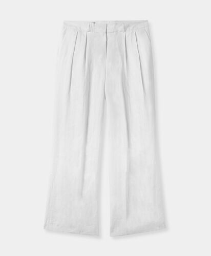 Brooks Brothers Pantalon en Lin Irlandais Blanc DTROU029LIPLI001WHITP001