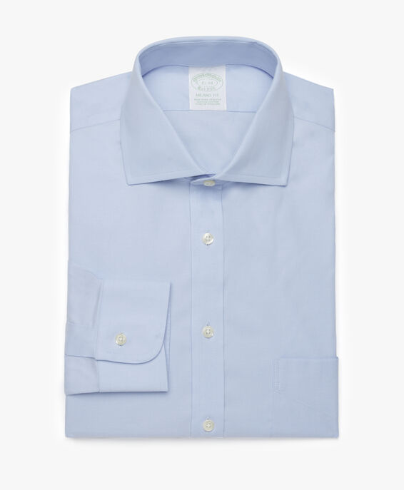 Brooks Brothers Slim Fit Pastel Blue Non-Iron Stretch Cotton Dress Shirt with Semi-French Collar Light/Pastel Blue 1000076972US100157919