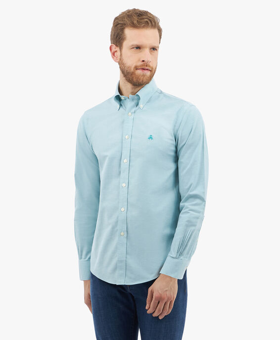 Brooks Brothers Camisa de algodón elástico verde non-iron corte regular con cuello button down Verde 1000095661US100204599