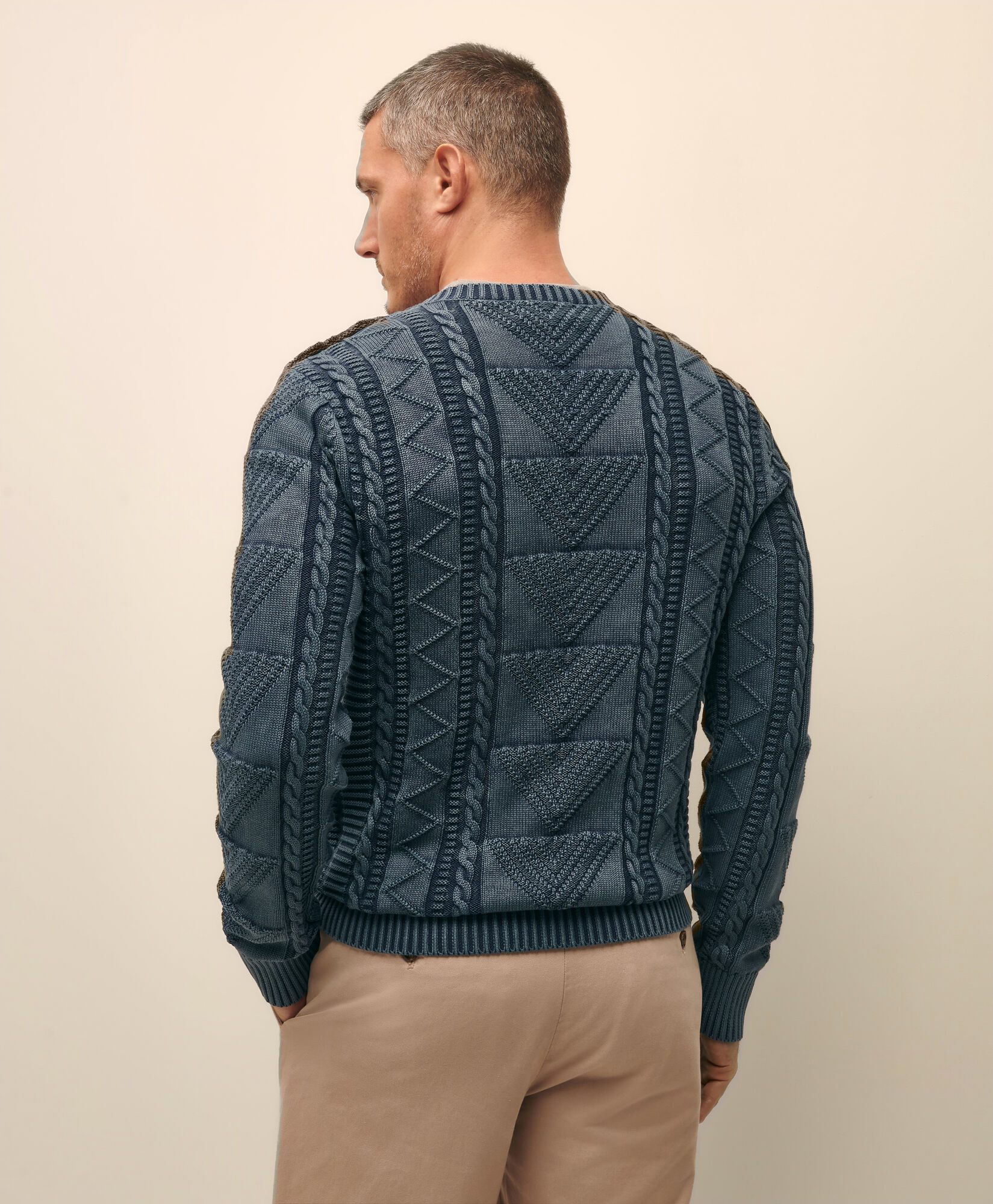 Brooks Brothers Cotton Crewneck with Horn Buttons Navy 1000103364US100218852