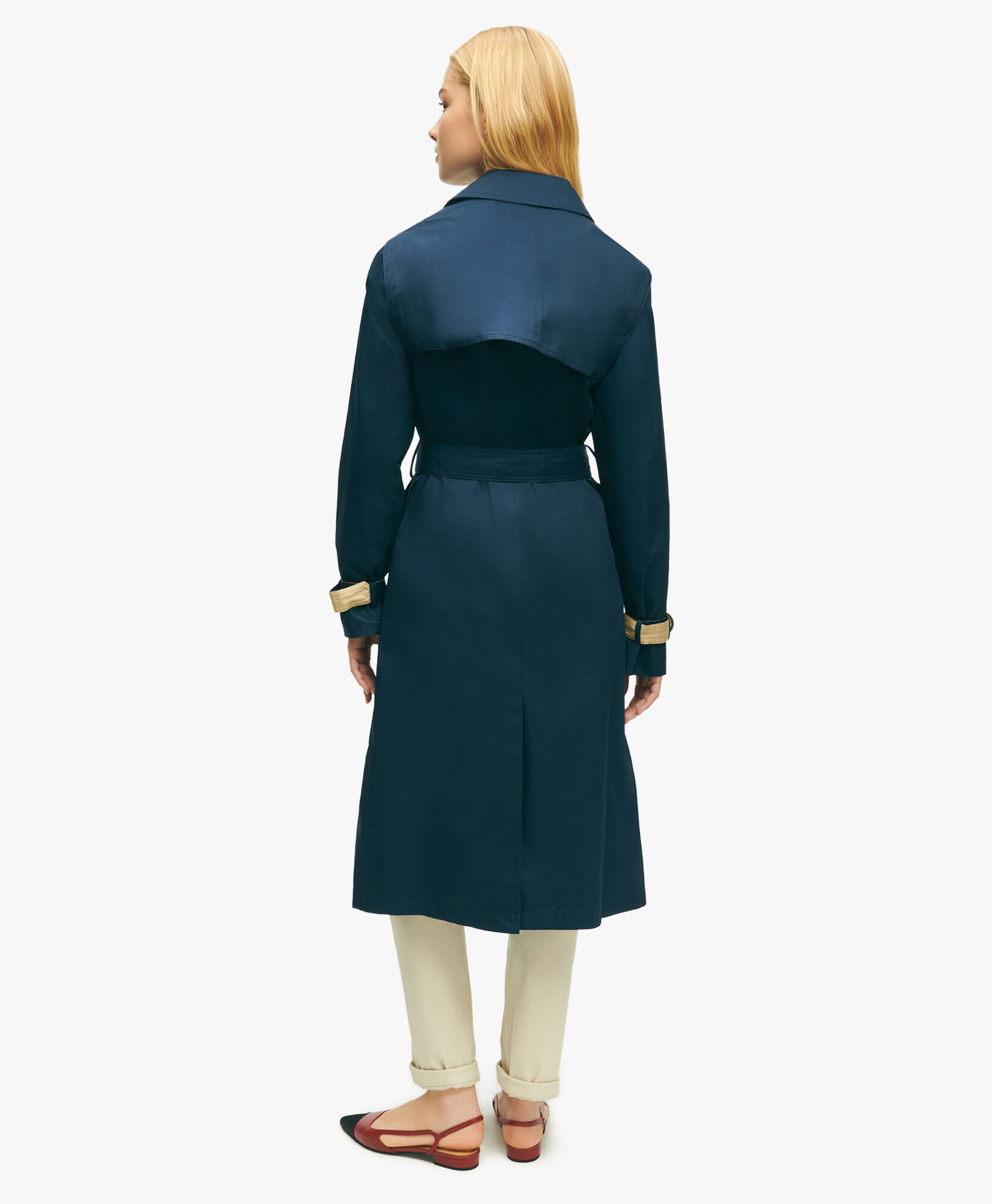 Water Repellent Cotton Trench Coat in Navy for Women Brooks Brothers EU