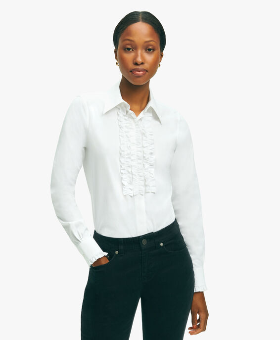 Brooks Brothers Camisa de esmoquin en algodón elástico blanco non-iron Blanco 1000095634US100201872