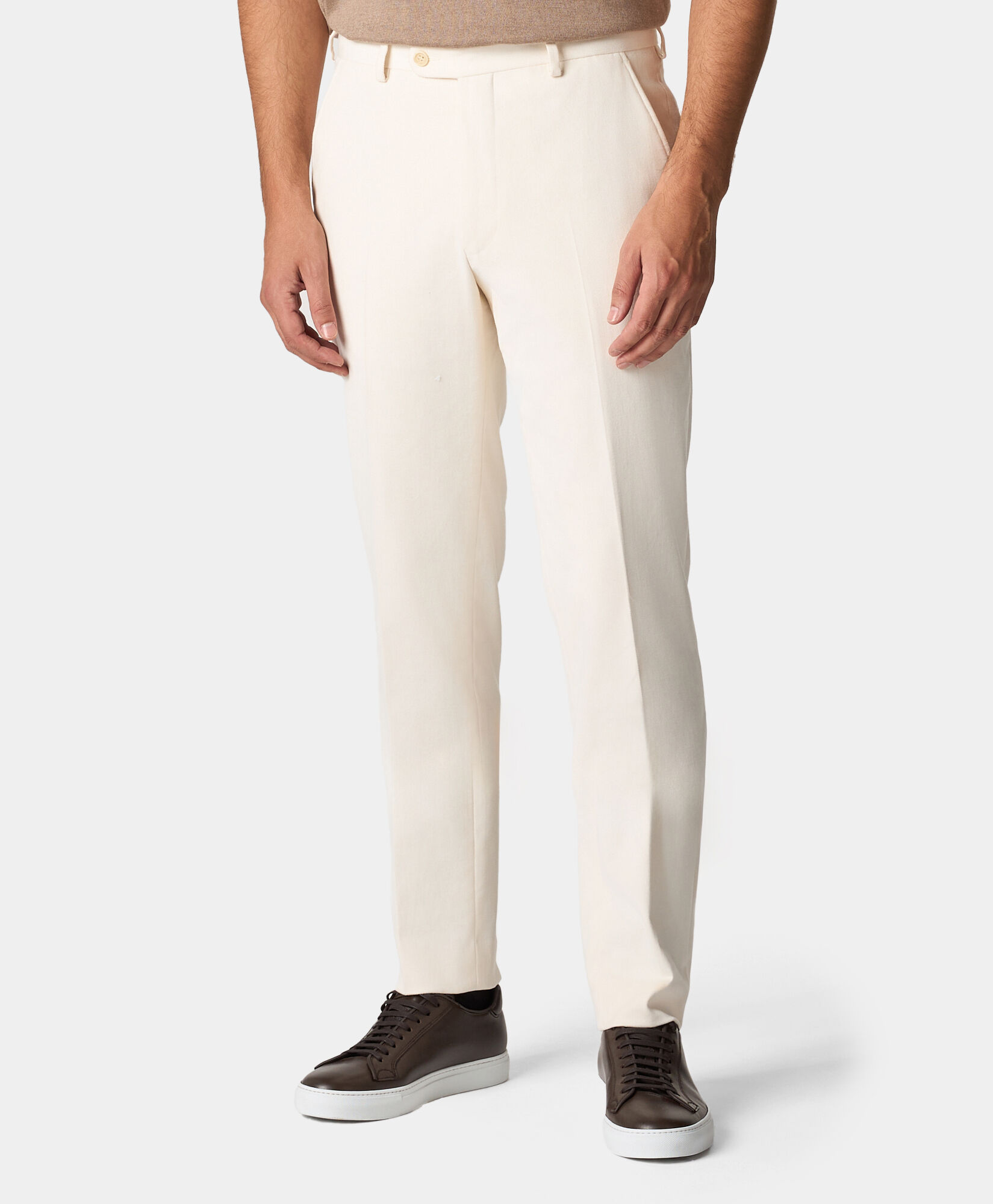 No Pleat Stretch Cotton Trousers in White for Men Brooks Brothers EU