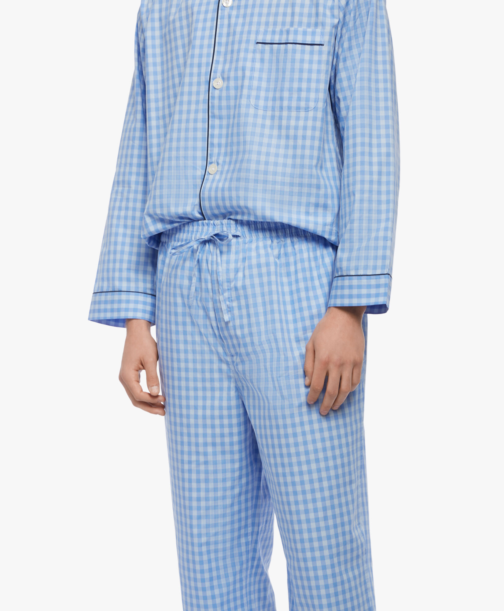 CottonPoplinGinghamPajamas in Light Pastel Blue for Men Brooks Brothers UK