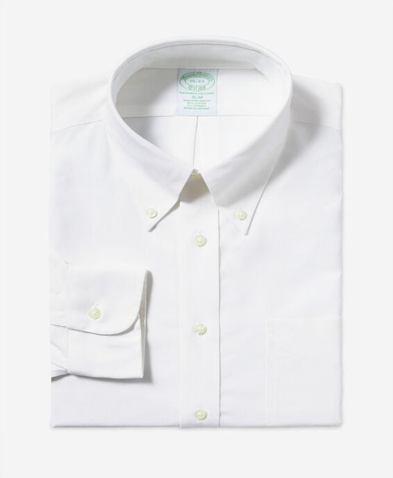 Brooks Brothers Camisa de algodón elástico blanco non-iron corte slim con cuello button down Blanco 1000096525US100202171