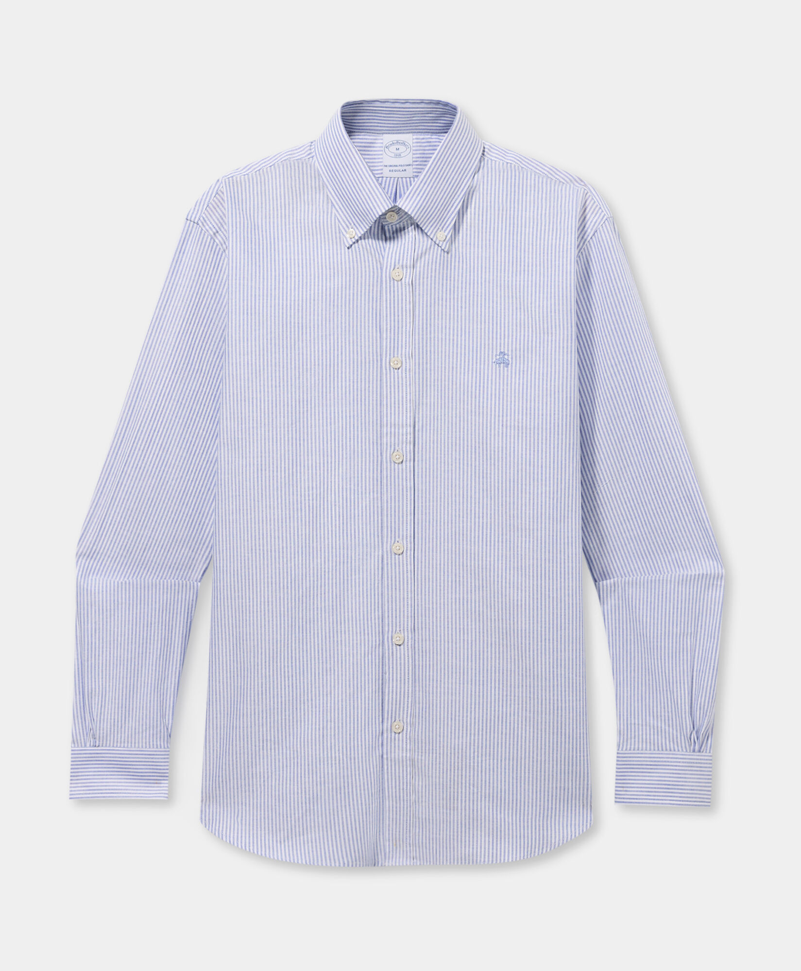 Brooks Brothers Regular Fit Striped Oxford Shirt with Button Down Collar Blue CSHBD052COPCO001BLUEF001