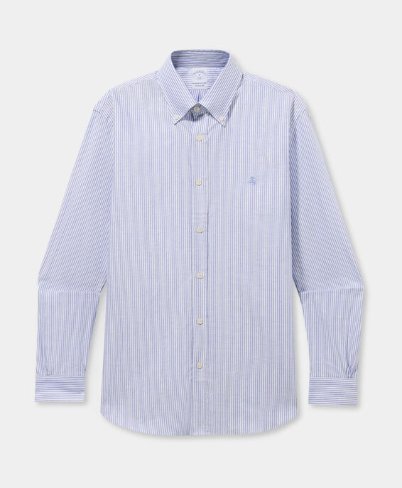 Brooks Brothers Regular Fit Striped Oxford Shirt with Button Down Collar Blue CSHBD052COPCO001BLUEF001