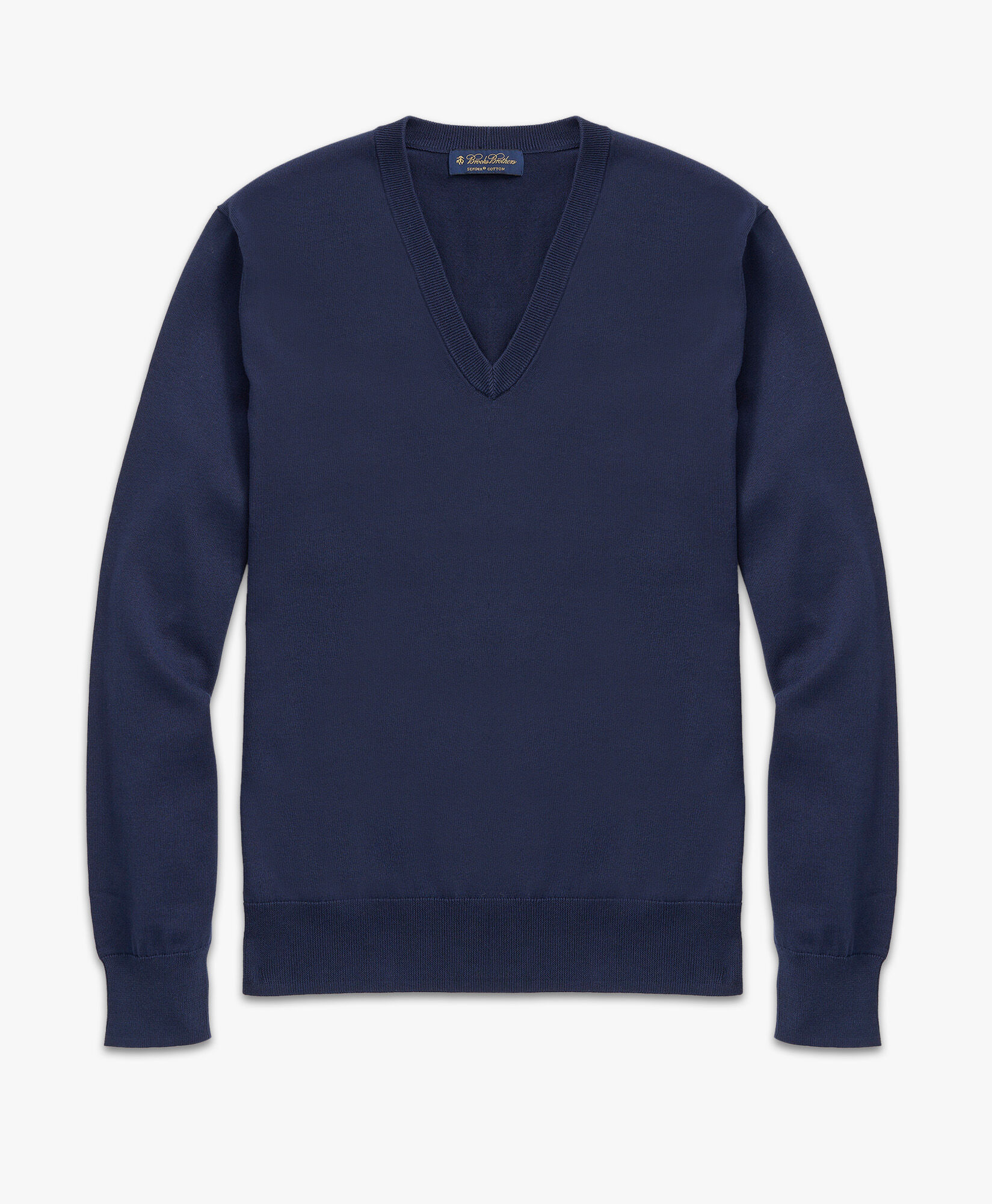 Supima Cotton V Neck Sweater in Navy for Men Brooks Brothers EU