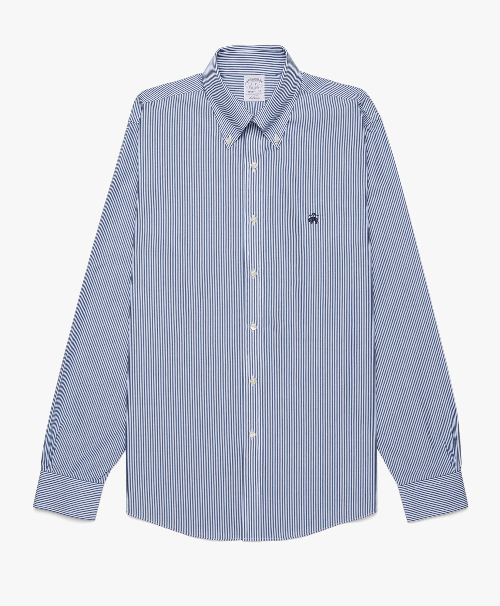 Regular Fit Blue Non Iron Button Down Dress Shirt in Blue Brooks