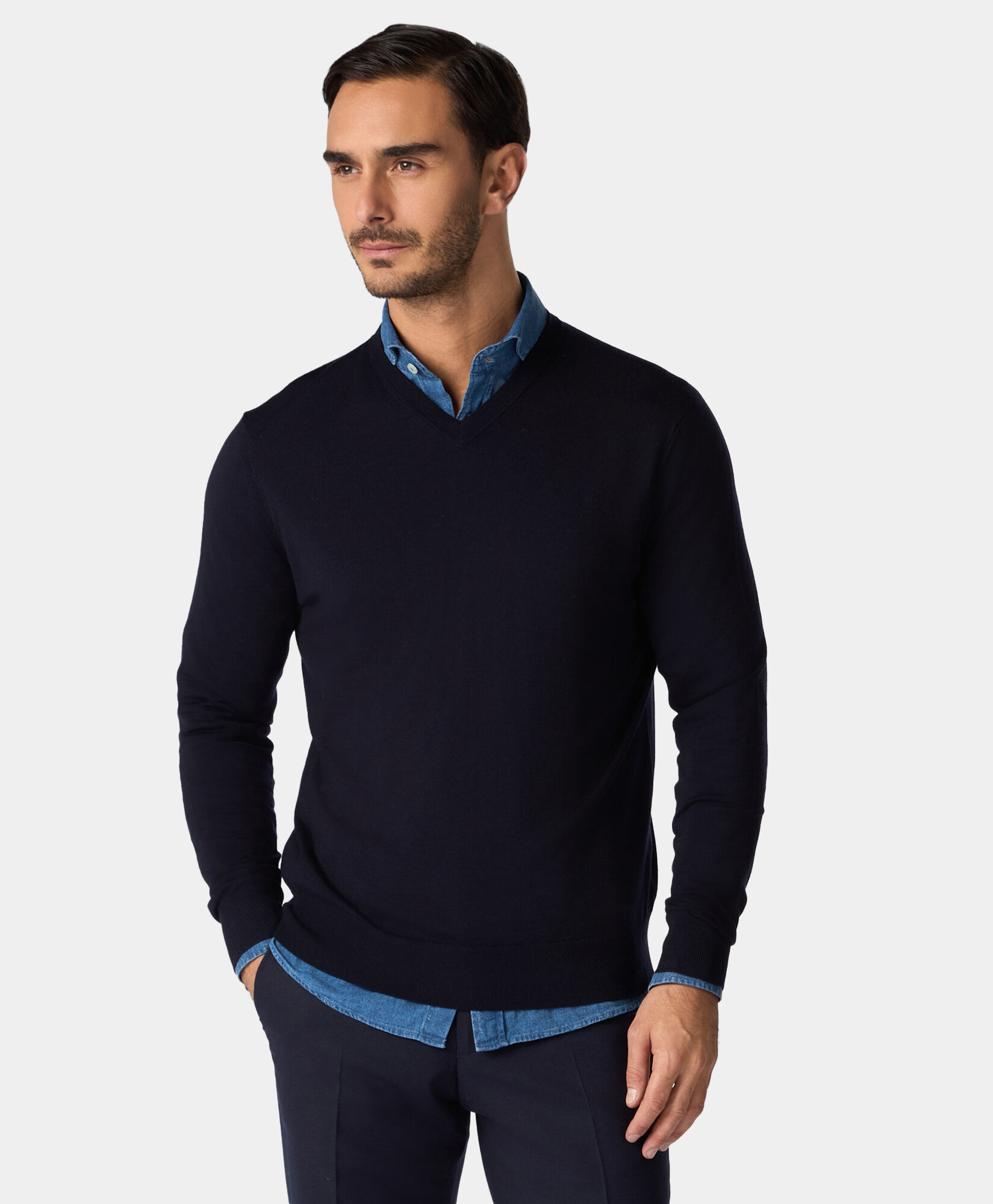 Brooks Brothers V-Neck Merino Wool Sweater Navy KNVNK005WOPWO006NAVYP001