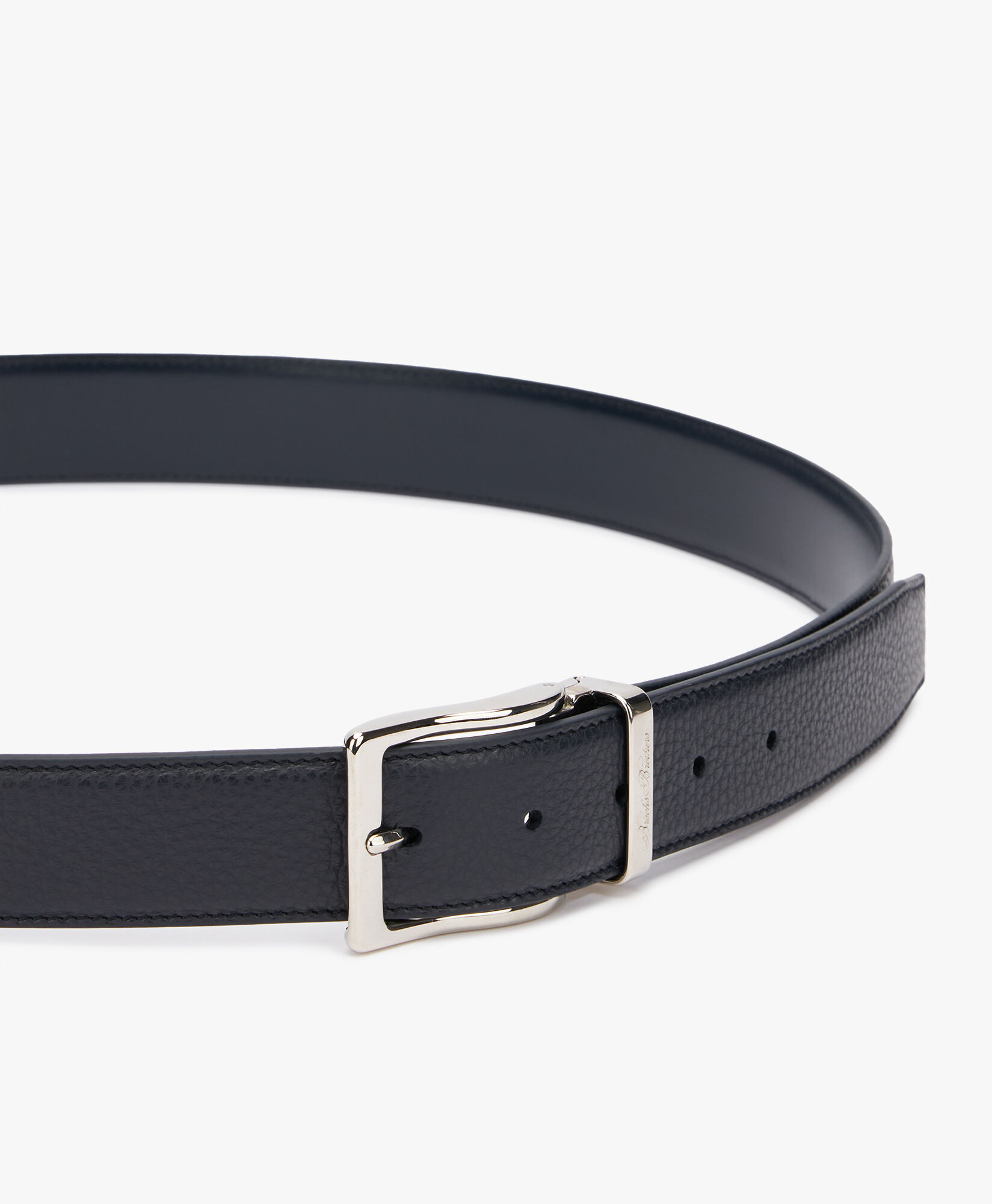 Brooks Brothers Navy Blue Grained Leather Belt Navy ACBEL002LTPLT002NAVYP001