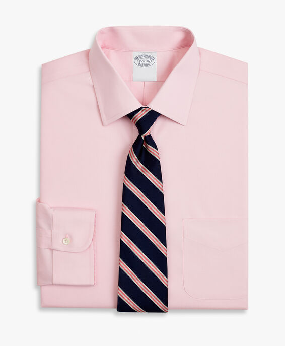 Brooks Brothers Pink Regular Fit Non-Iron Stretch Cotton Dress Shirt with Ainsley Collar Pink 1000095080US100199367