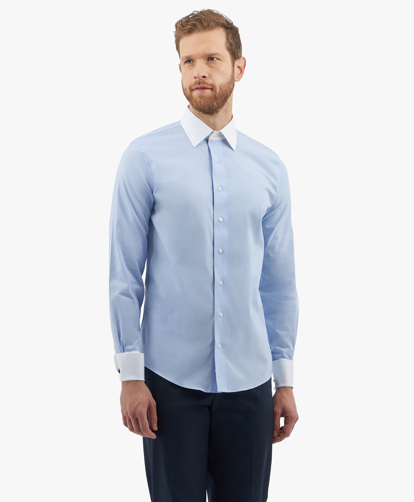 Camicia azzurra Slim Fit non iron Oxford pinpoint in cotone Supima elasticizzato con collo Ainsley in Blu pastello da Uomo Brooks Brothers EU
