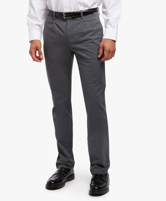 Brooks Brothers Pantalones de vestir de sarga de algodón Gris oscuro CPSLK001COBSP003DKGRP001