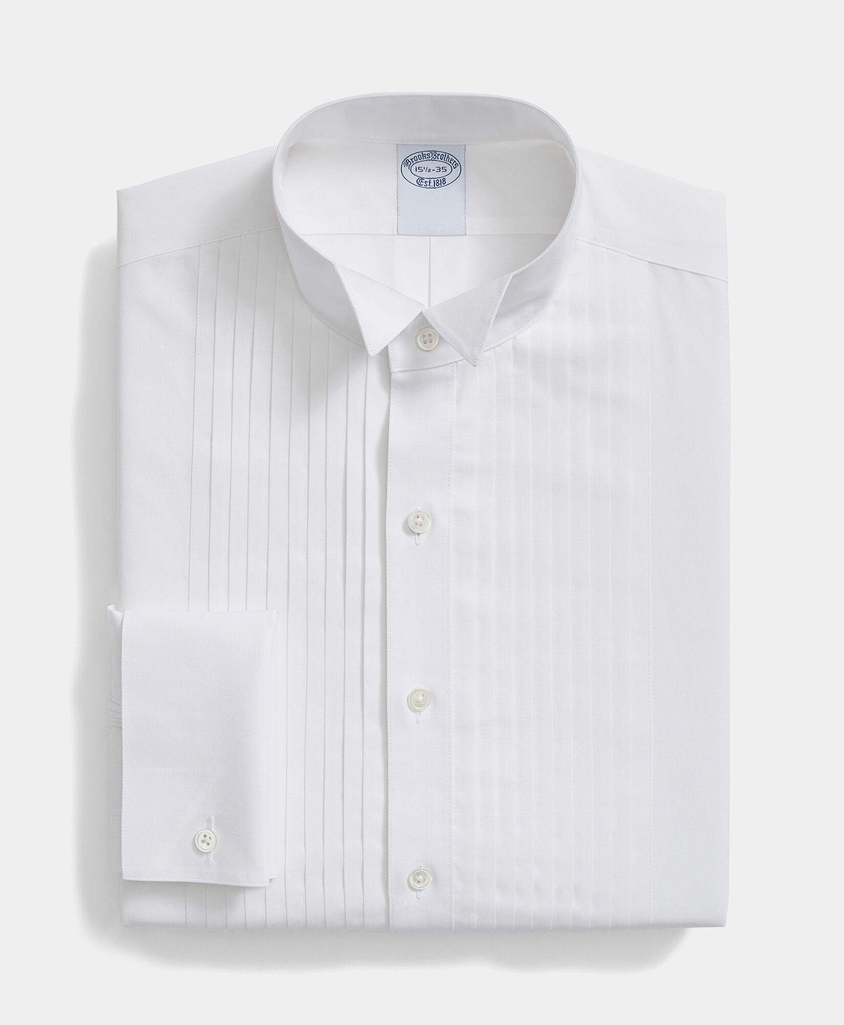 Brooks Brothers Slim Fit Non-Iron Stretch Poplin Supima Shirt with Winged Collar White 1000099830US100211076