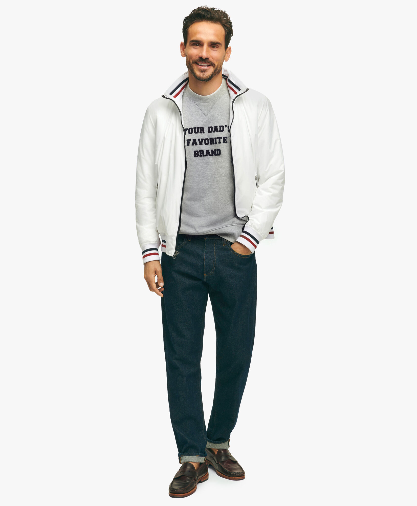White Water Resistant Windbreaker in White for Men Brooks Brothers EU