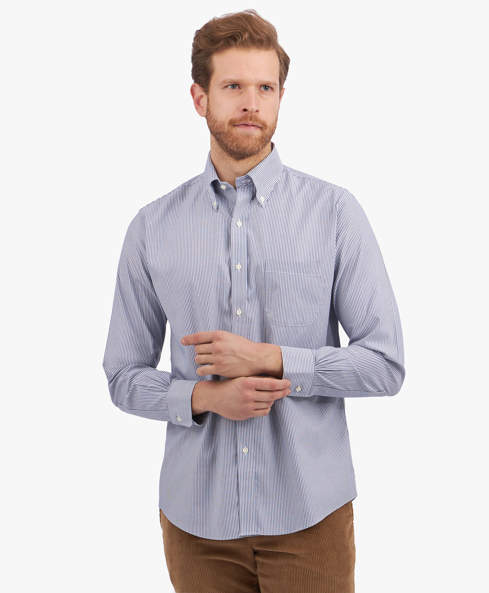 Regular Fit Non Iron Pinpoint Oxford Anzughemd aus Supima Stretch Baumwolle mit Button Down Kragen in Marineblau in Marineblau fur Herren Brooks Brothers EU