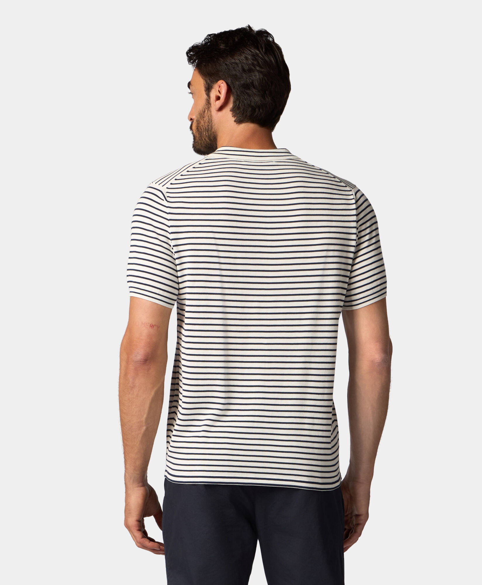 Brooks Brothers Striped Cotton-Silk-Linen Knit Polo White KNPOL014COBSE001WHITF001